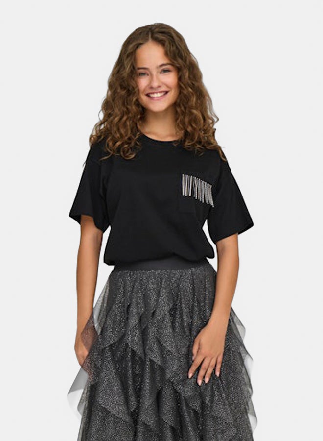 ONLY ONLY Womens Posh Life Shortsleeve Bling Pocket Top  - Image 3