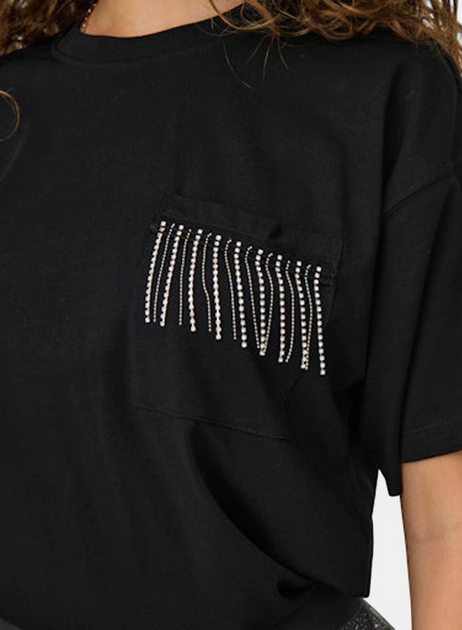 ONLY ONLY Womens Posh Life Shortsleeve Bling Pocket Top  - Image 4