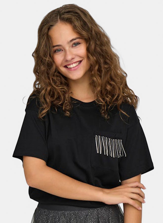 ONLY ONLY Womens Posh Life Shortsleeve Bling Pocket Top  - Image 2