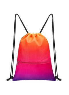 WAWSAM Gym Drawstring Backpack for Women - Gradient Red Drawstring Backpack Pool Swim Bag Waterproof Beach Drawstring Bag Adjustable Sackpack Sports Travel Cinch Bag with Zipper Pocket  - Image 1