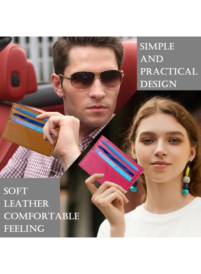 WOXVM Credit Card Holder Wallet RFID Blocking Slim Credit Card Cases Holder Premium Leather Minimalist Front Pocket Small Wallet with 6 Card Slots and 1 Pockets for Men Women, Rose Red, 10.5*7.5*0.4cm - Image 5