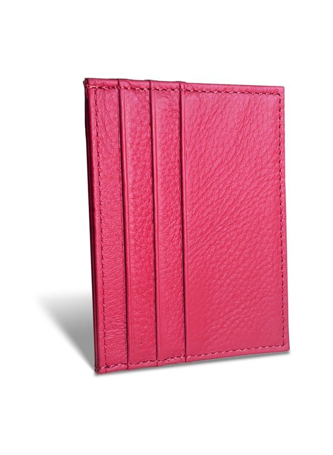 WOXVM Credit Card Holder Wallet RFID Blocking Slim Credit Card Cases Holder Premium Leather Minimalist Front Pocket Small Wallet with 6 Card Slots and 1 Pockets for Men Women, Rose Red, 10.5*7.5*0.4cm - Image 1