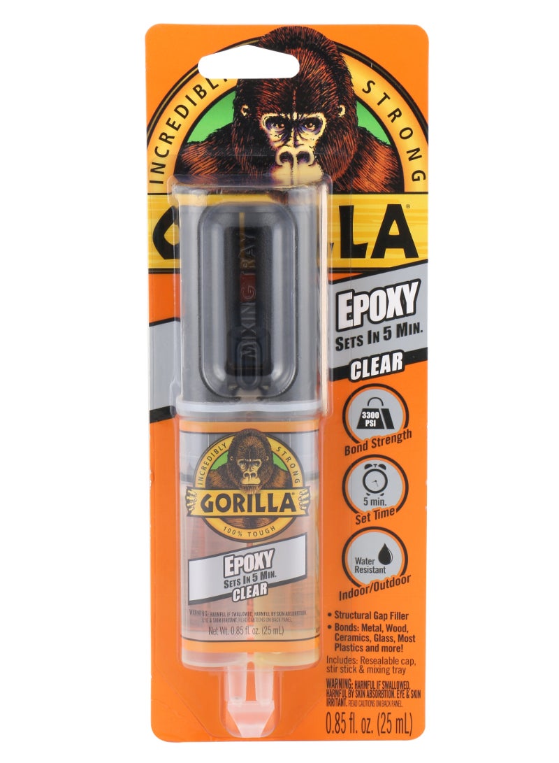 Gorilla Clear Epoxy Syringe Glue, 25 ml, 4200102