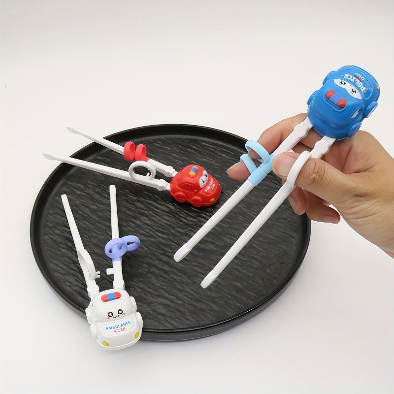 Red Cartoon Car Shaped Chopstick Practice Training Tools For Kids Toddlers - Image 1