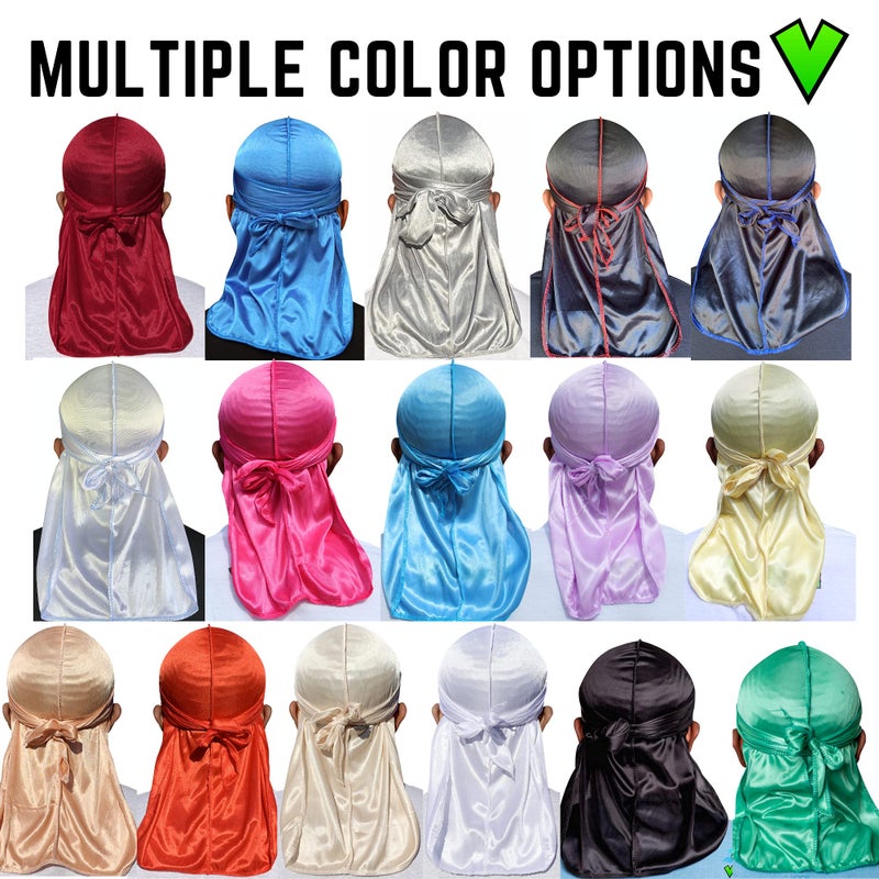 Veeta Superior Silk Durag - Smooth Silk Durag for Men & Women, Long Double Wide Straps, Outside Seam Triple Stitch Du Rag (Blue Dart) - Image 5