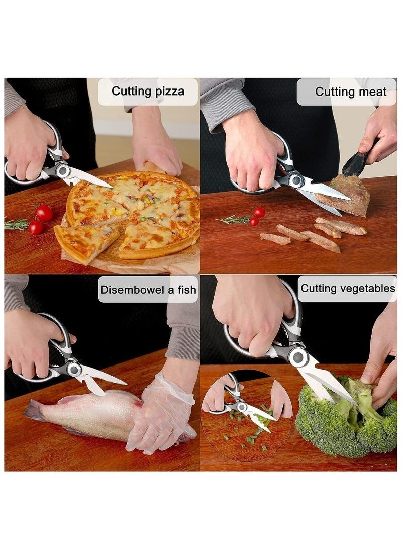 BAEKO 2 Pack Heavy Duty Kitchen Scissors, Multifunctional Kitchen Shears with Sharp Stainless Steel Blades and Blade Cover Cooking Scissors for Meat, Chicken, Fish, Herbs and Vegetables - Image 4