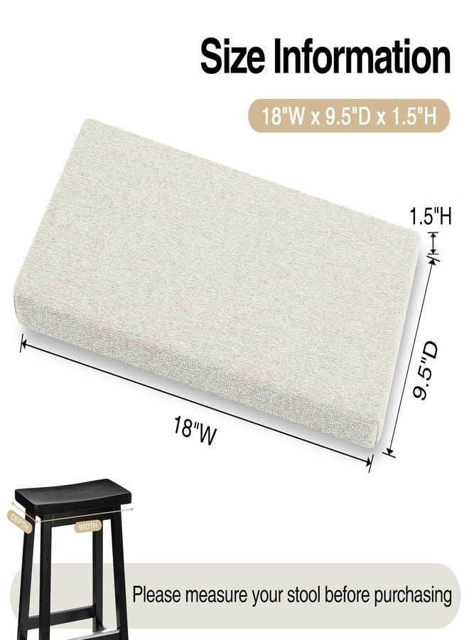 Tromlycs Saddle Stool Cushion Rectangular Bar Stool Seat Cushion Cover Rectangle with Strap Ties, 18x9.5 inches, 1 Piece, Light Linen - Image 3