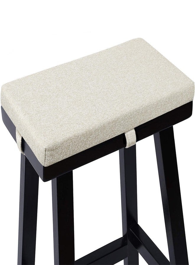 Tromlycs Saddle Stool Cushion Rectangular Bar Stool Seat Cushion Cover Rectangle with Strap Ties, 18x9.5 inches, 1 Piece, Light Linen - Image 1