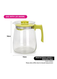 Fissman Glass Pitcher, Jug with Removable Lid And Convenient Plastic Handle Leakproof, Beverage Carafe for Cold/Hot Water, Homemade Juice, Fruits Infuse, Ice Tea Lover 1600ml  - Image 3