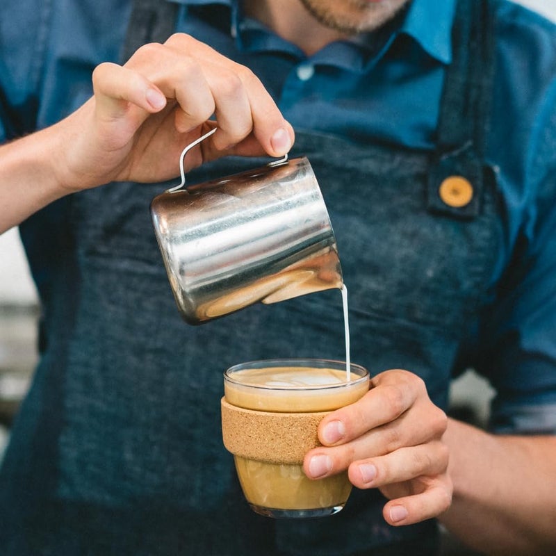 KeepCup Reusable Coffee Cup - Brew Tempered Glass and Natural Cork, S 8oz/227ml - Press - Image 1