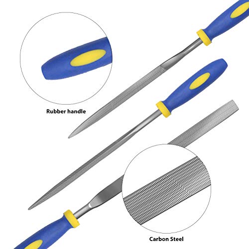 KALIM Needle File Set, Carbon Steel 6 Piece Set(6-1/4'' Total Length) Hardened Alloy Strength Steel - Set Includes Flat, Flat Warding, Square, Triangular, Round, and Half-Round File - Image 3
