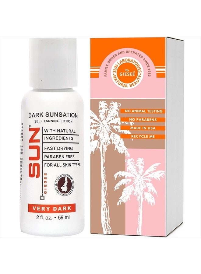 Sun Laboratories by Giesee Sun Laboratories Dark Sunsation Self-Tanning Lotion for Body and Face - Sunless Tan Golden Glow - Very Dark - 2 fl oz Travel Bottle - Image 1