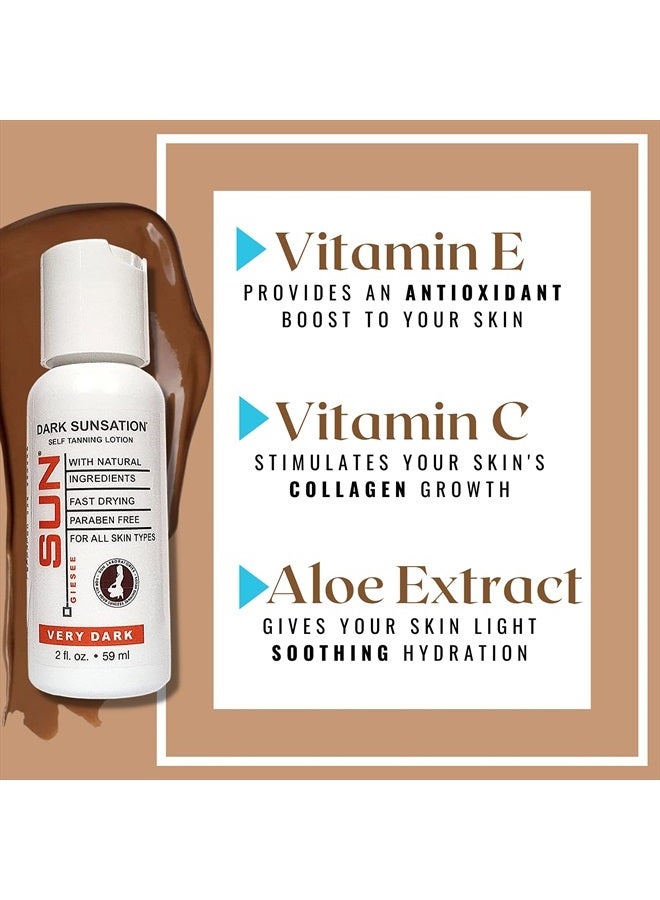 Sun Laboratories by Giesee Sun Laboratories Dark Sunsation Self-Tanning Lotion for Body and Face - Sunless Tan Golden Glow - Very Dark - 2 fl oz Travel Bottle - Image 3