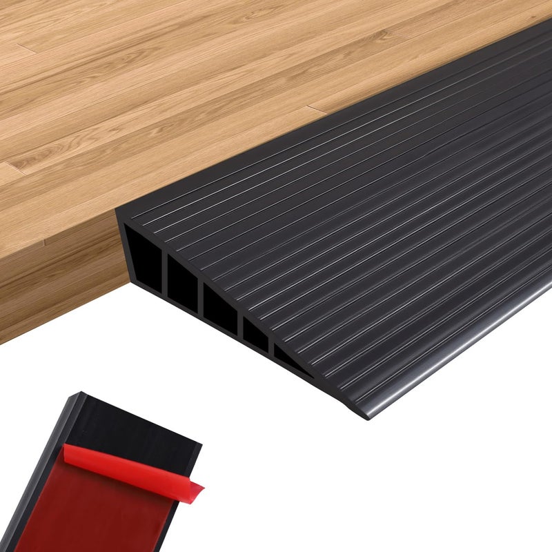 1 Rise Threshold Ramps for Doorways 40'' L Rubber Wheelchairs Ramps for Home Self-Adhesive, Door Transition Strip for Home (Black) - Image 1