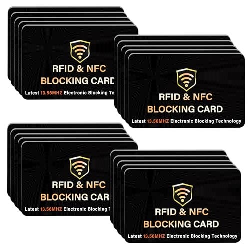 SaiTech IT 20 Pack RFID Blocking Card, One Card Protects Entire Wallet Purse, NFC Contactless Bank Debit Credit Card Protector ID ATM Guard Card Blocker–(Black) - Image 1