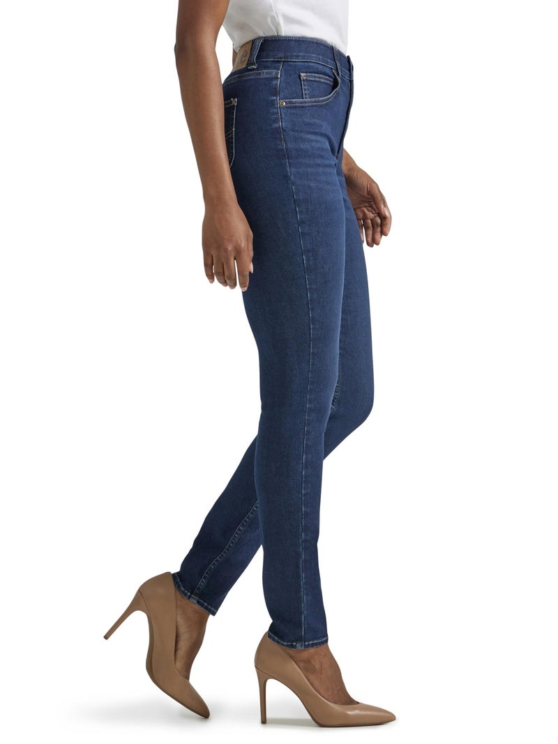 Lee Women's Ultra Lux Comfort with Flex Motion Skinny Leg Jean with Ever Fit Deepest Dark 14 Short - Image 2