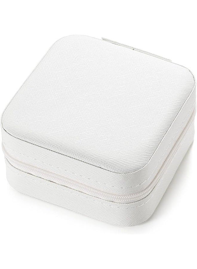 Portable Travel Jewelry Organizer Box Beige/Pink,Mini Jewelry Travel Case,Small Jewelry Box,Traveling Jewelry Organizer,Portable Jewellery Storage Holder for Rings Earrings Necklace Bracelet Bangle Organizer Boxes for Girls Women  - Image 1