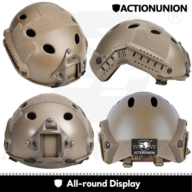 ACTIONUNION Airsoft Helmet Basic Set PJ Type Tactical Paintball Helmet (Medium, Tan) - Image 4