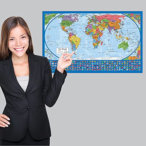 Palace Learning 2 Pack - Laminated World Map Poster & USA Map Set - Equal Earth world map design shows continents at true relative size - US Map 18” x 29” - Image 5