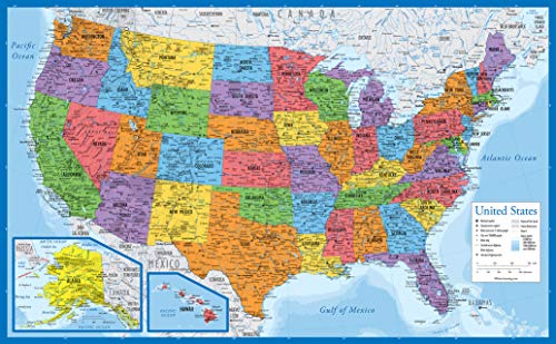 Palace Learning 2 Pack - Laminated World Map Poster & USA Map Set - Equal Earth world map design shows continents at true relative size - US Map 18” x 29” - Image 4