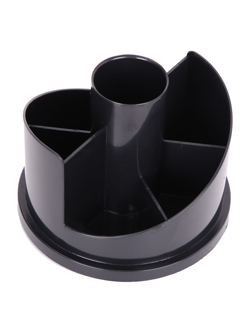 Deli E38251A Rotary Desk Organizer, φ153×145mm, Black, Durable HIPS Material, 7 Compartments, Rotary Base - Image 3