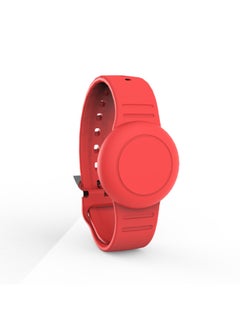 Suitable For Airtag Protective Case Apple Positioning Anti-loss Device Waterproof Strap Airtag Solid Color Children's Bracelet Wristband-Color:Red+opp-Applicable Models:airtag
