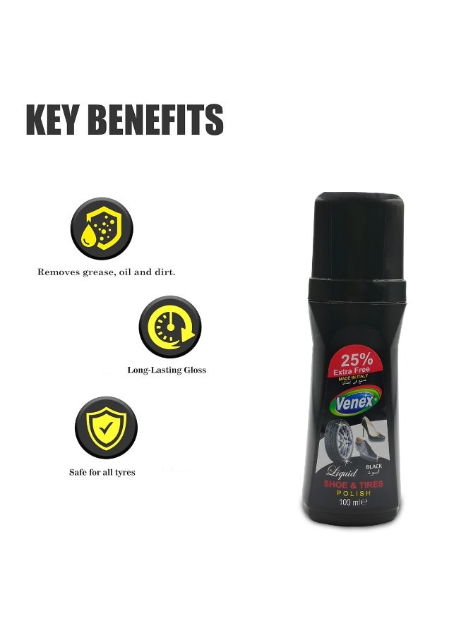 فينكس ملمع فينكس السائل للأحذية والإطارات، 100 مل، مُعيد اللمعان الأسود للأحذية الجلدية، والأحذية الطويلة، وإطارات السيارات. لمعان فوري، إزالة الأوساخ، حماية من التشققات، لمسة نهائية تدوم طويلاً، سهل الاستخدام بفضل رأس الإسفنجة. - Image 2