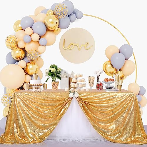 B.Cool B-COOL Sparkly Drape Tablecloth Gold Tablecloths Sequin Fabric Table Cloth for Ceremony Party Halloween 50x80 Inch - Image 2