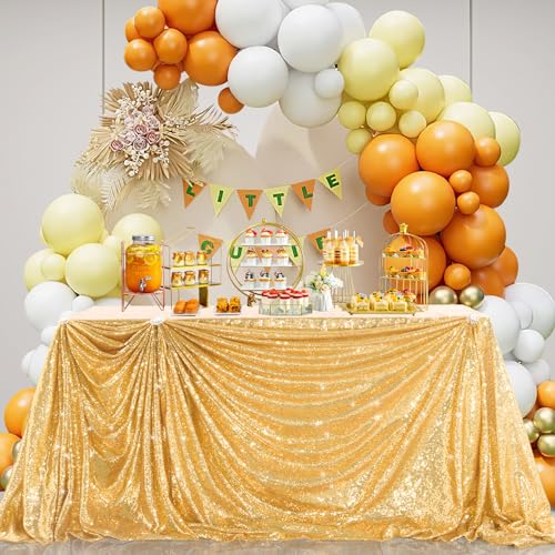 B.Cool B-COOL Sparkly Drape Tablecloth Gold Tablecloths Sequin Fabric Table Cloth for Ceremony Party Halloween 50x80 Inch - Image 4
