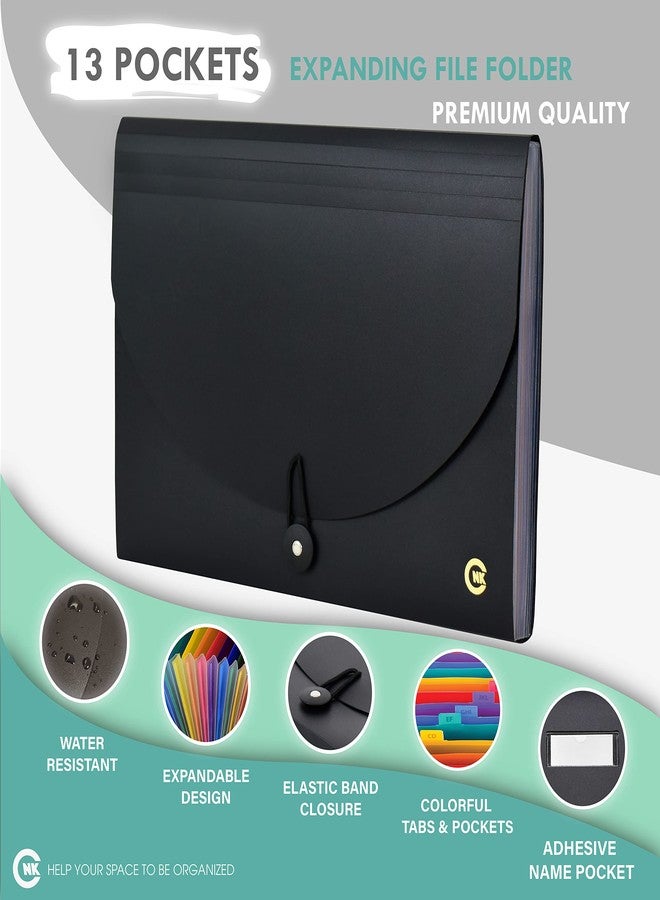 CNK File Folders Organizer with 13 Pockets Accordion Expanding Folder For Documents Receipt Document Paper Pocket Filing Products Accordian Important expandable holder files alphabetical Labels Letter - Image 2