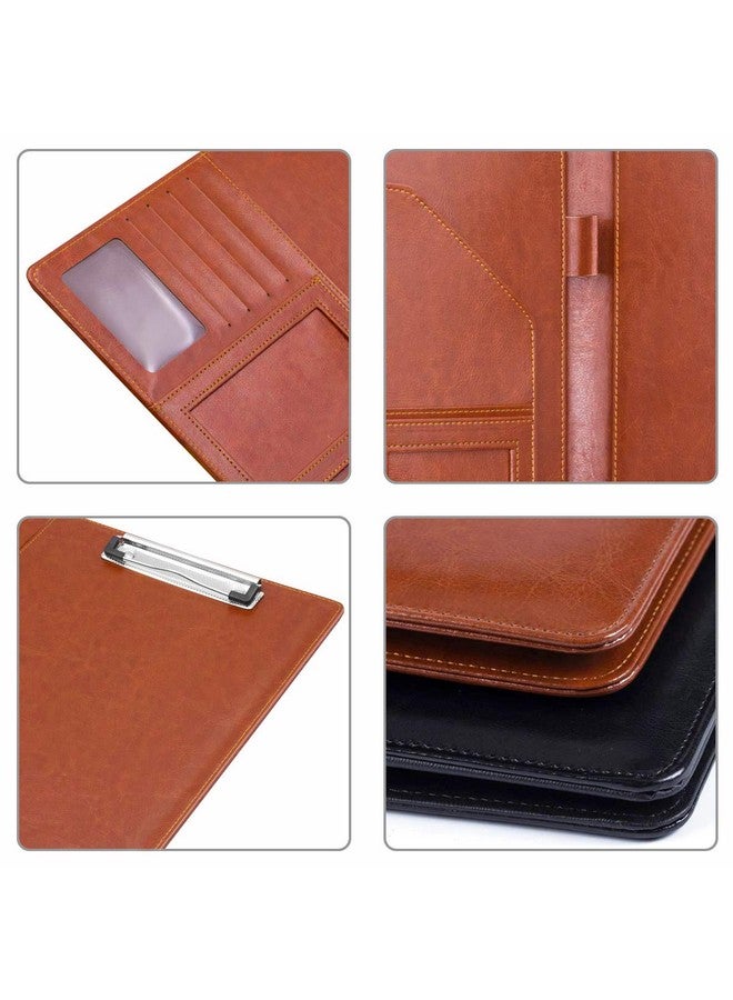 WAVEYU Padfolio Business/Resume Portfolio Folder Leather Interview Portfolio Business Portfolio Portfolio Organizer With Legal Pad Folder Clipboardinterview Folder For Men/Women Light Brown - Image 3