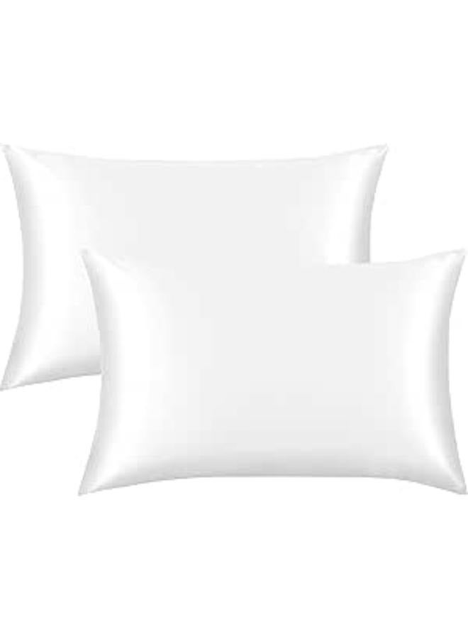 غطاء وسادة ساتان ناعم أسود ساتان 70×50 سم قطعتين