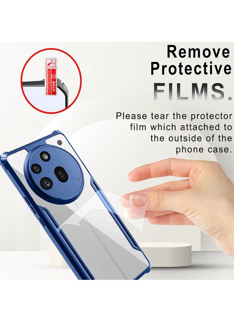 Wtech Nothing Phone (3a) Pro 5G 2025 Hybrid TPU Silicone with Raised Armour Bumpers Slim Case Cover - Clear/Navy Blue - Image 5