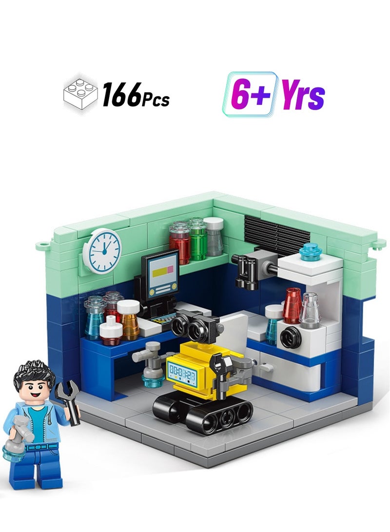 Scientist 166pcs, Street View Series Building Block Assembly Kit Game And Engineering Toys, Home Decoration, Architectural Model Creative Gift - Image 1