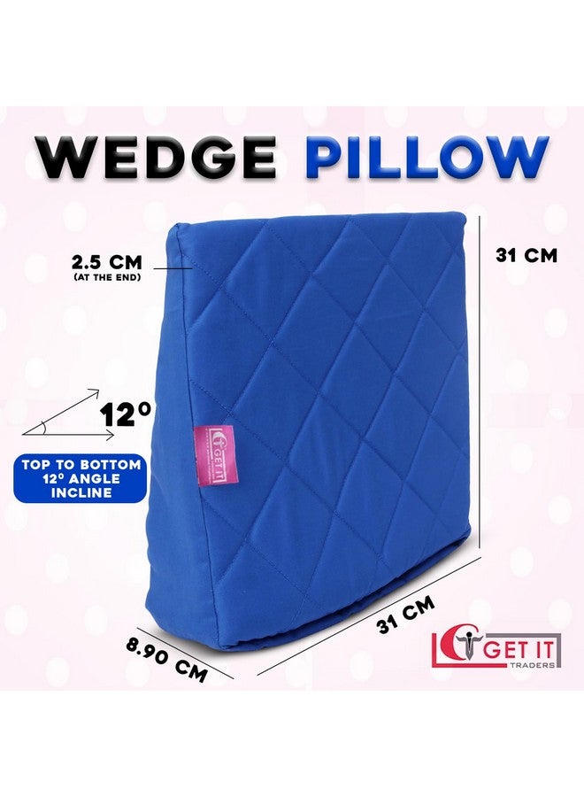 GET IT Memory Foam Multi Use Wedge Pillow For Pregnancy Women And New Born Baby Lower Back-Pain Relief Knee Support Between Legs Anti Vomiting Milk Spitting (Royal Blue16 Inch X 14 3.5 Inch) - Image 2