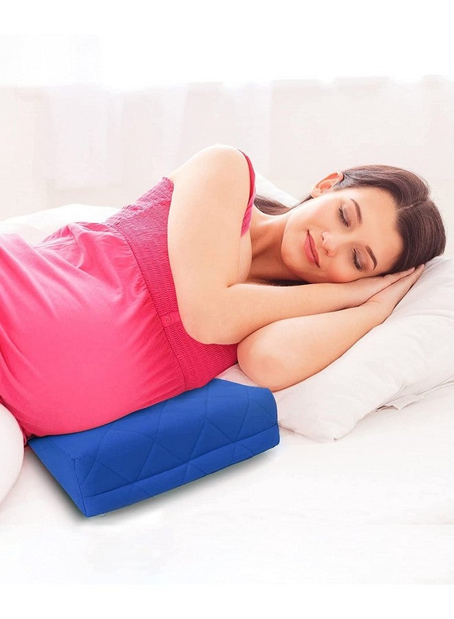 GET IT Memory Foam Multi Use Wedge Pillow For Pregnancy Women And New Born Baby Lower Back-Pain Relief Knee Support Between Legs Anti Vomiting Milk Spitting (Royal Blue16 Inch X 14 3.5 Inch) - Image 1