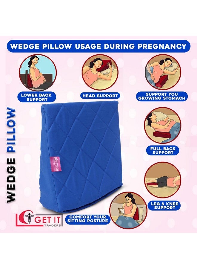 GET IT Memory Foam Multi Use Wedge Pillow For Pregnancy Women And New Born Baby Lower Back-Pain Relief Knee Support Between Legs Anti Vomiting Milk Spitting (Royal Blue16 Inch X 14 3.5 Inch) - Image 5