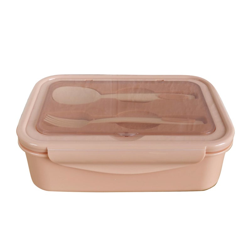 1400ML Plastic Lunch Box With and Spoon 3 Compartment Single-layer Leakproof Reusable Crisper Portable Sealed Bento Box for Adults Kids Home School Office Outdoor - Image 1