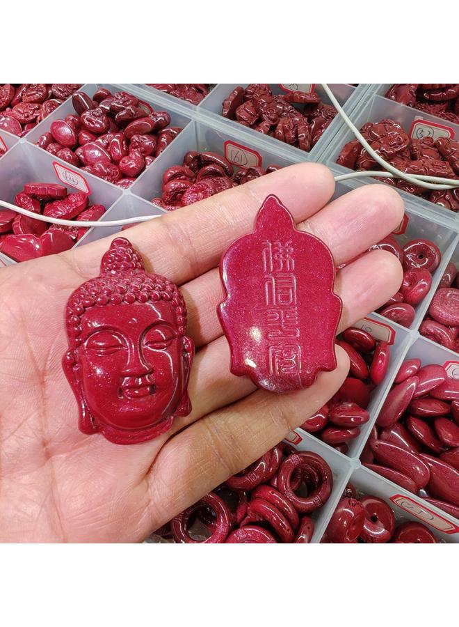 High Content Purple Gold Sand Sakyamuni Buddha Portrait Women's Pendant Double-sided Peace Red Cinnabar Pendant