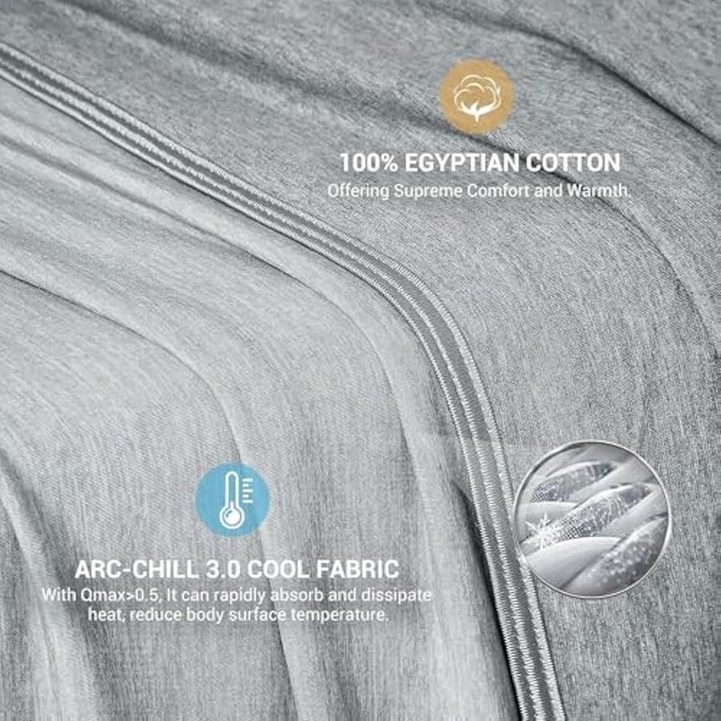 Loquat Cooling Summer Blanket, Twin Size 150x200cm, Heat-Absorbing Q-Max 0.4 Cooling Fibre, 100% Cotton, Grey - Image 5