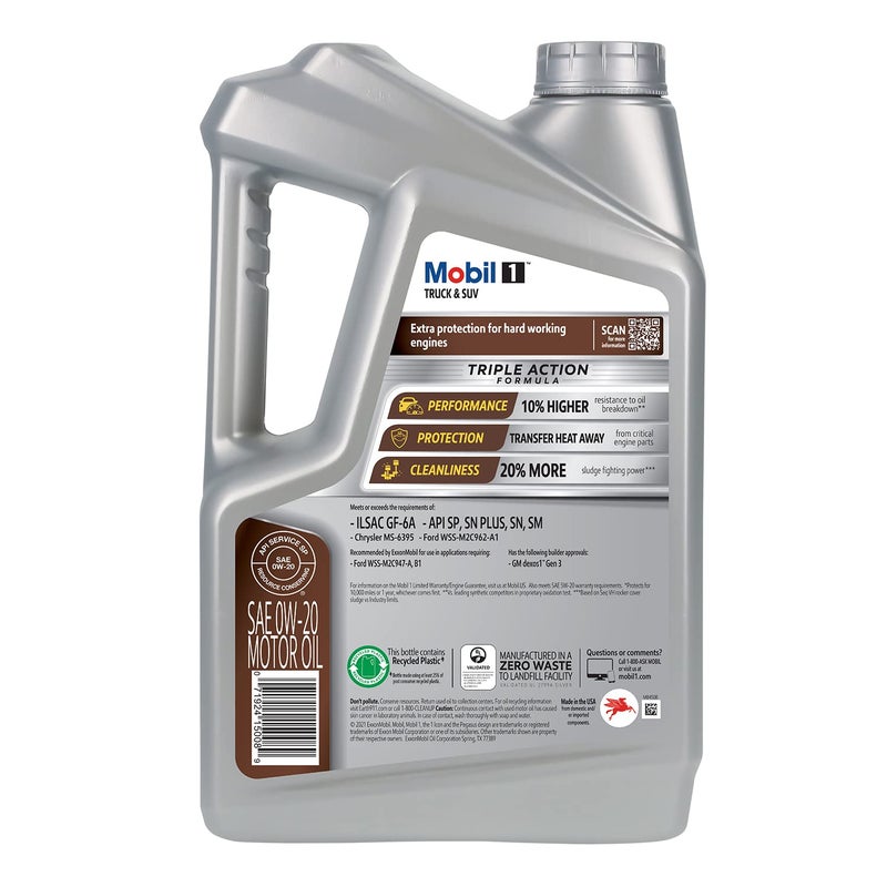 Mobil 1 Truck & SUV Full Synthetic Motor Oil 0W-20, 5 Quart - Image 2