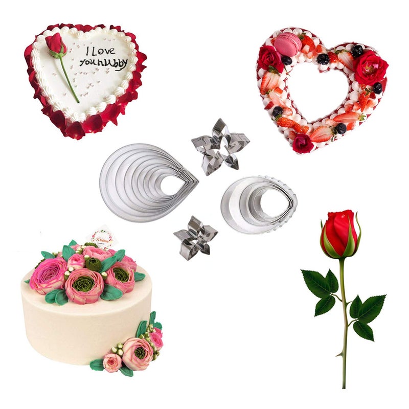 BPNHNA 18pcs Gumpaste Flower Mold Austin Rose Petal Calyx Leaf Cutter Set Sugarcraft Fondant Modelling Tools for Cake Decorating, Chocolate, Soap, Gum paste - Image 3