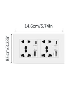 SJet Universal Dual Wall Socket with Dual Type C and USB, QC Charging Electric Power Wall Socket Outlet, For Home and Office, White  - Image 2