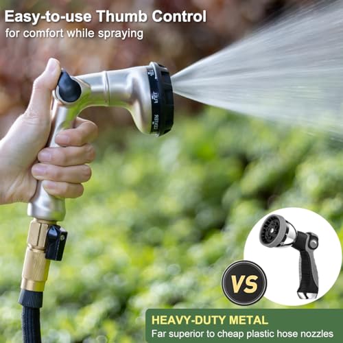 FANHAO Professional Heavy Duty Garden Hose Nozzle, 100% Metal Thumb Control Water Hose Sprayer with 8 Spray Patterns, High Pressure Water Nozzle for Lawn & Plant Watering, Car & Pet Washing - Image 5
