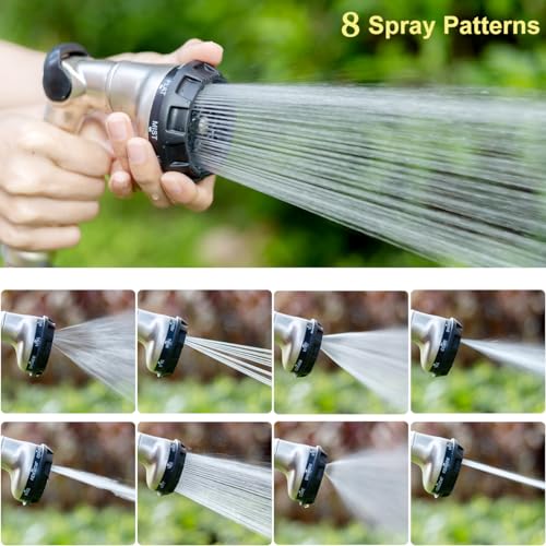 FANHAO Professional Heavy Duty Garden Hose Nozzle, 100% Metal Thumb Control Water Hose Sprayer with 8 Spray Patterns, High Pressure Water Nozzle for Lawn & Plant Watering, Car & Pet Washing - Image 4