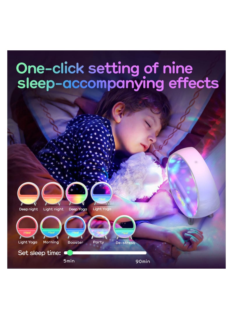Generic - Wireless Charging White Noise Alarm Clock Bluetooth Speaker Sound Machine Night Light Sleep Machine for Adults Sunrise Alarm Clock Compatible with Alexa - Image 1