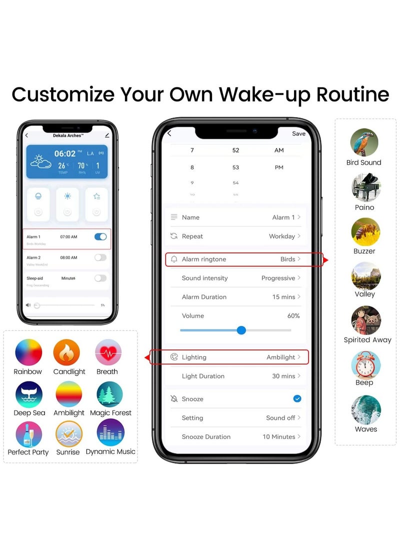 Generic - Wireless Charging White Noise Alarm Clock Bluetooth Speaker Sound Machine Night Light Sleep Machine for Adults Sunrise Alarm Clock Compatible with Alexa - Image 1