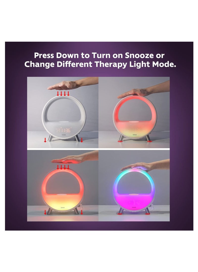 Generic - Wireless Charging White Noise Alarm Clock Bluetooth Speaker Sound Machine Night Light Sleep Machine for Adults Sunrise Alarm Clock Compatible with Alexa - Image 1