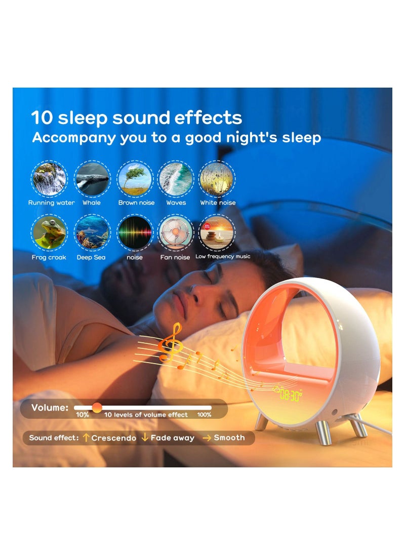 Generic - Wireless Charging White Noise Alarm Clock Bluetooth Speaker Sound Machine Night Light Sleep Machine for Adults Sunrise Alarm Clock Compatible with Alexa - Image 1