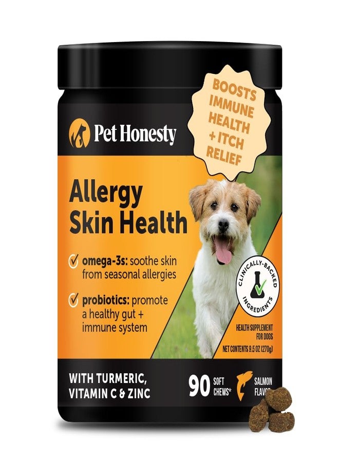 Pet Honesty Allergy Skin Health - Allergy Itch Relief & Immune Support Chews with Fish Oil, Probiotics, & Vitamin E - Helps Reduce Normal Shedding, Soothe Sensitive Skin, & Digestive Health (Salmon Flavor, 90 Ct) - Image 1